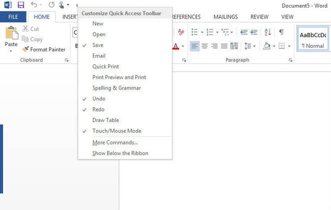 ปรับแต่ง เพิ่มเมนูบน Microsoft Word 2013 ให้เรียกใช้งานได้เร็วขึ้น