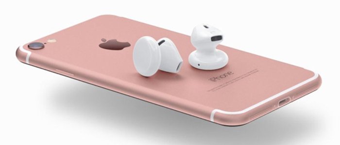 ภาพคอนเซปท์ AirPods หูฟังแบบไร้สายสำหรับ iPhone 7 ด้วยระบบชาร์จเร็วเพียง 30 วิ ใช้งานได้นาน 10 นาที