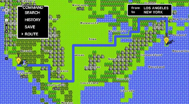 Google Maps 8-bit สำหรับเครื่อง NES? (+video)
