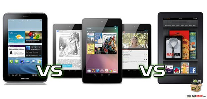 เปรียบเทียบ Nexus 7 vs Samsung Galaxy Tab 2 (7.0) และ Amazon Kindle Fire