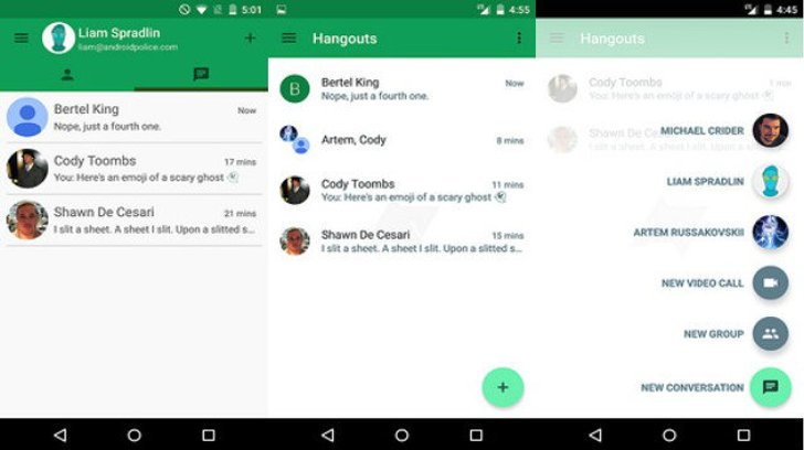 หลุดภาพ Hangouts เวอร์ชัน 4.0 เปลี่ยนเลย์เอาท์ใหม่หมด