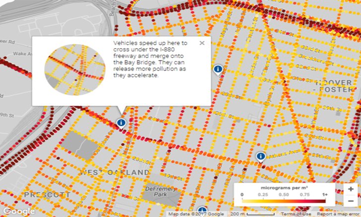 เพื่อสิ่งแวดล้อม Google Maps ทำแผนที่แสดงมลภาวะในเมืองที่เกิดจากควันเสียรถยนต์