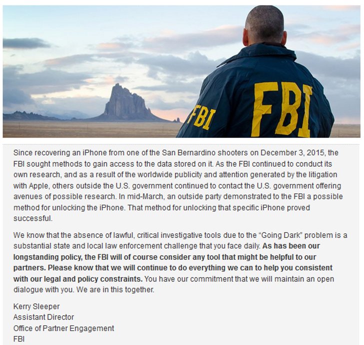 FBI บอกตำรวจท้องถิ่น เรายินดีช่วยคุณปลดล็อคอุปกรณ์อิเล็กทรอนิกส์