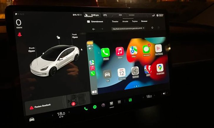 นักพัฒนาโชว์ผลงาน โม Apple CarPlay ให้ใช้ได้บน Tesla