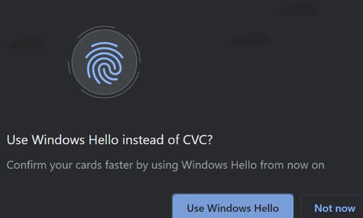 Google รองรับให้ Windows Hello ใช้ยืนยันตัวตนในการชำระเงินผ่านบัตรเครดิต ไม่ต้องใส่ CVC ของบัตร