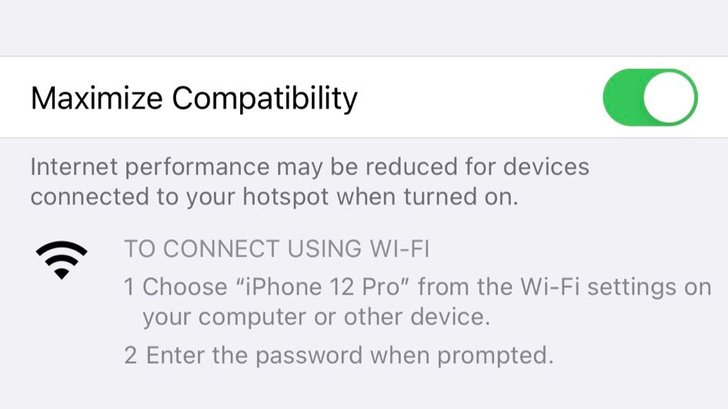 iPhone 12 Hotspot