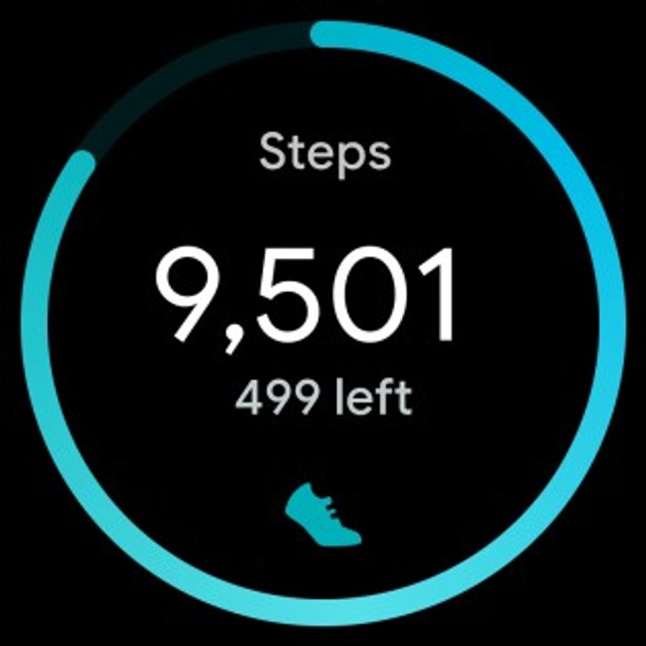 The new step counter icon hints at Fitbit integration