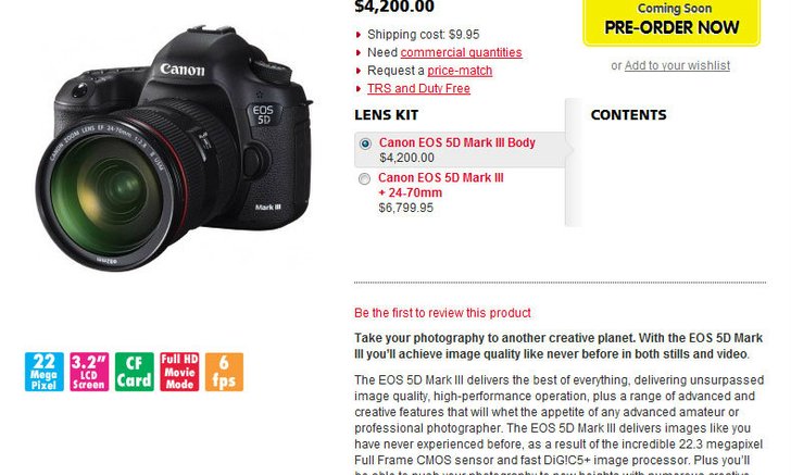 ไม่หลับไม่นอนกันแล้ว เมื่อ 5D Mark III เผยสเป็คอลังการ