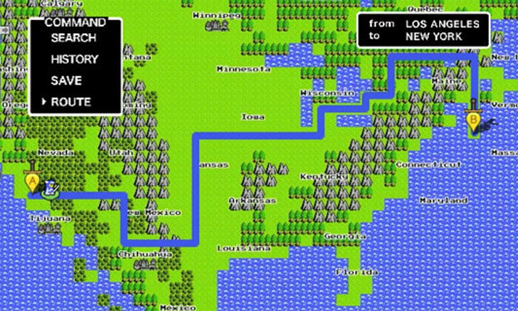 Google Maps 8-bit สำหรับเครื่อง NES? (+video)