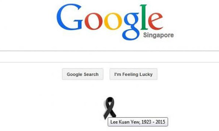 Google ร่วมไว้อาลัย ลี กวน ยู ติดริบบิ้นดำที่หน้าโฮมเพจ