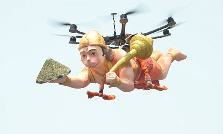 ไม่เชื่อก็ต้องเชื่อ หนุมาน บินได้ เพราะหุ่น Drone