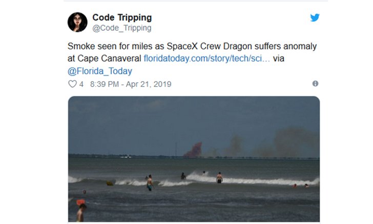 พบความผิดพลาดในการทดสอบยาน Crew Dragon ของ Space X ในฟลอริด้าสหรัฐอเมริกา