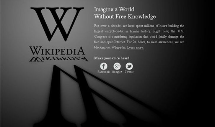 กระทบทั่วโลก Wikipedia  ถูกปิดชั่วคราวแล้ว