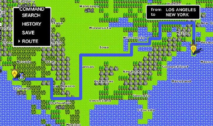 Google Maps 8-bit สำหรับเครื่อง NES? (+video)