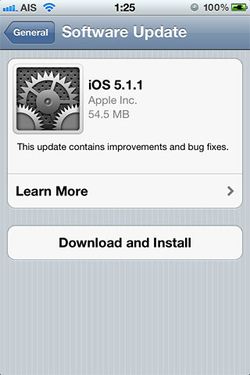 Apple ปล่อยอัพเดท iOS 5.1.1 ออกมาแล้ว