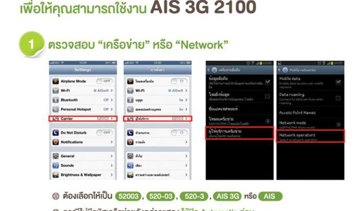 วิธีการตรวจสอบ ในการใช้งาน AIS 3G 2100