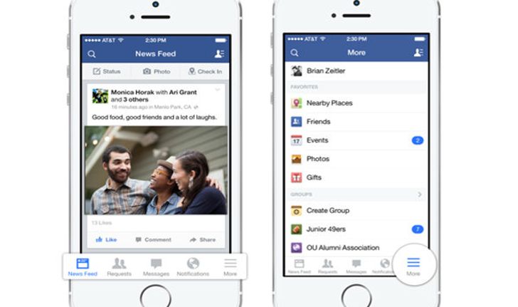 Facebook for iOS อัพเดต: เปลี่ยนอินเทอร์เฟซและปรับดีไซน์ให้แบนลง