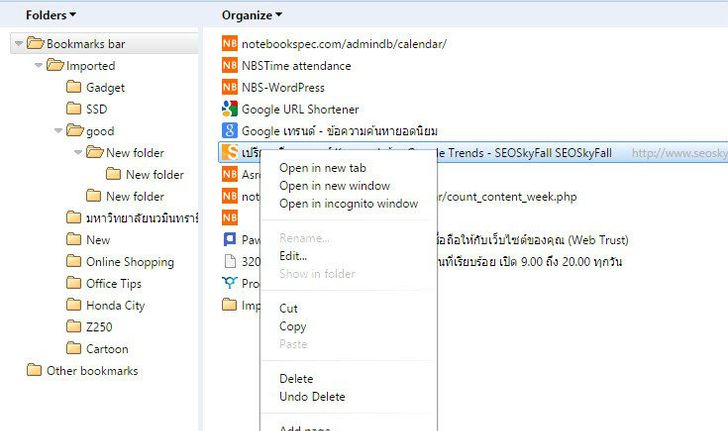 วิธีง่ายๆ กับการจัดการ Chrome Bookmark bar ให้อยู่หมัด