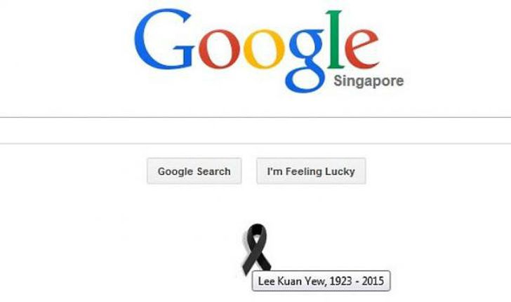 Google ร่วมไว้อาลัย ลี กวน ยู ติดริบบิ้นดำที่หน้าโฮมเพจ