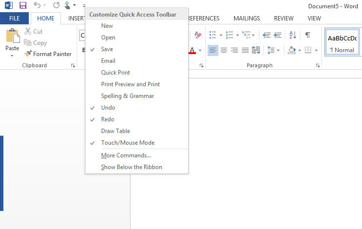 ปรับแต่ง เพิ่มเมนูบน Microsoft Word 2013 ให้เรียกใช้งานได้เร็วขึ้น