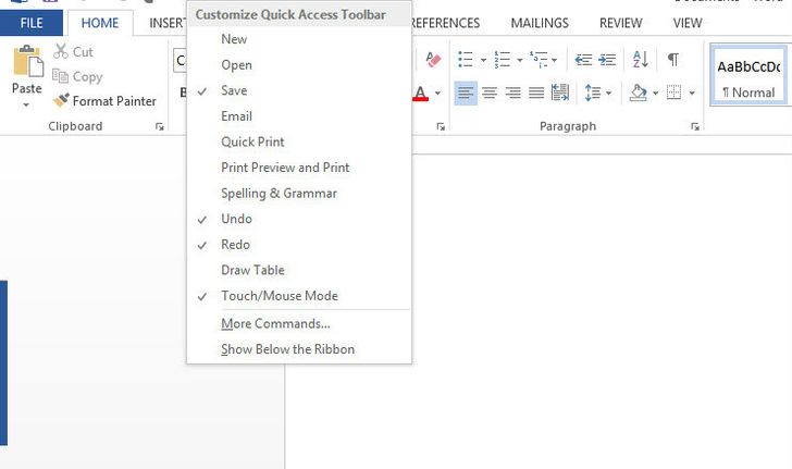 ปรับแต่ง เพิ่มเมนูบน Microsoft Word 2013 ให้เรียกใช้งานได้เร็วขึ้น