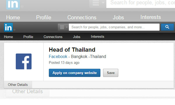 Facebook ประกาศรับคนผ่าน LinkedIn ตำแหน่ง Head of Thailand