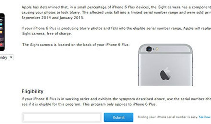 Apple เรียก iPhone 6 Plus กับล็อต กันยายน 2014 ถึง มกราคม 2015 แก้ไขปัญหากล้อง iSight ไม่โฟกัส