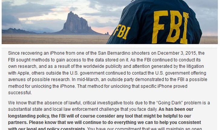 FBI บอกตำรวจท้องถิ่น เรายินดีช่วยคุณปลดล็อคอุปกรณ์อิเล็กทรอนิกส์