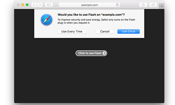 Safari 10 ใน MacOS Sierra จะปิดความสามารถของ Flash เป็นค่าเริ่มต้น