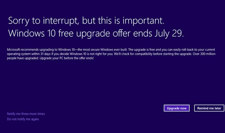 Microsoft ส่งการแจ้งเตือนสำหรับคนหัวดื้อไม่ยอมอัปเกรด Windows 10 อีกรอบ