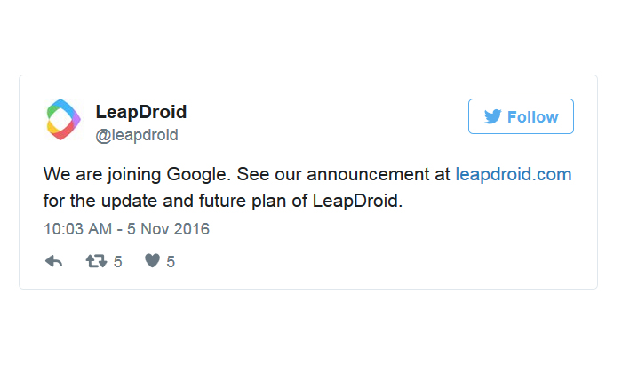 กูเกิลดึงตัวนักพัฒนา LeapDroid อีมูเลเตอร์ Android เข้าเป็นพนักงาน
