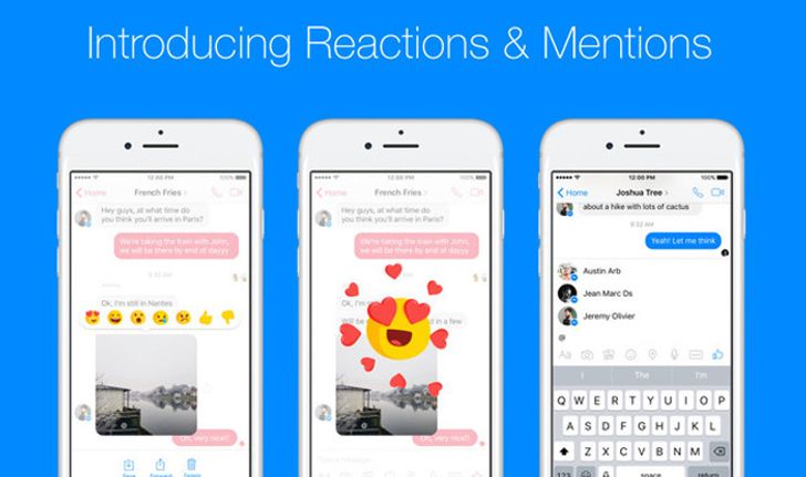 Facebook Messenger เพิ่มฟีเจอร์ emoji แสดงปฏิกิริยา และ สามารถ Mention ถึงเพื่อนได้