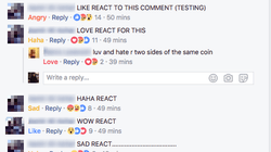 Facebook เพิ่มปุ่ม Reactions ลงในส่วนคอมเมนท์ใต้โพสต์แล้ว