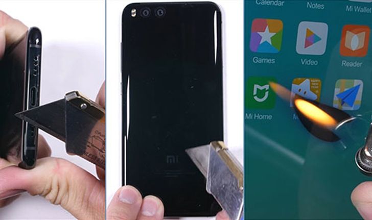 Xiaomi Mi 6 พิสูจน์ความทนทานกับสามด่านสุดโหด กรีดด้วยมีด ลนด้วยไฟ งอด้วยมือ จะรอด?