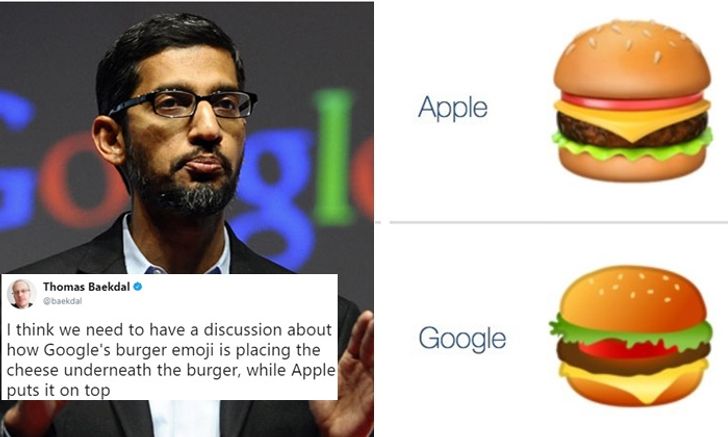 ซีอีโอ Google สั่งทีมงานรีบแก้ emoji รูปเบอร์เกอร์ หลังวางชีสผิดตำแหน่ง