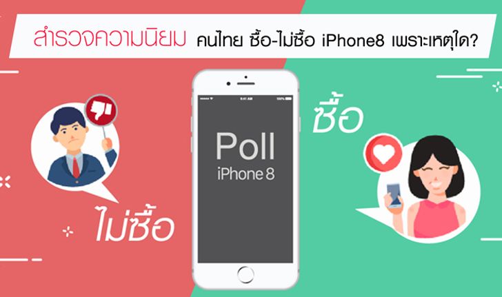 Sanook! Poll  เผยคนไทย 44% ไม่ซื้อ iPhone 8 ขณะที่ 11% ซื้อเพราะฟังก์ชั่นใช้งานและดีไซน์