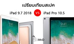 เปรียบเทียบสเปก iPad 9.7 นิ้ว 2018 กับ iPad Pro 10.5 นิ้ว 2017