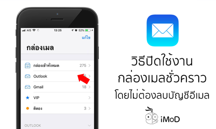 วิธีปิดอีเมลที่ไม่ได้ใช้งานชั่วคราว โดยไม่ต้องลบบัญชีอีเมลออกบน iPhone