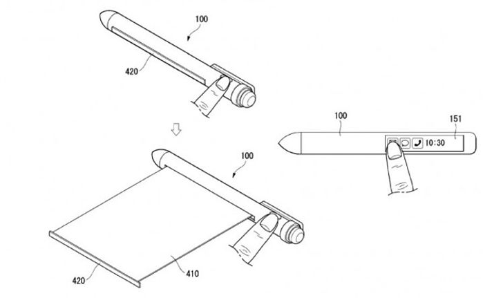 LG จดสิทธิบัตร ปากกาที่มีหน้าจอแบบม้วนได้ในตัว