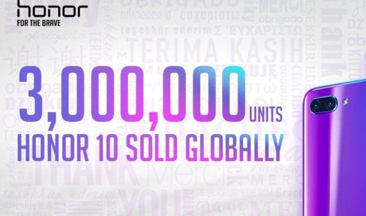 "Honor 10" ทำยอดขายทะลุ 3 ล้านเครื่องแล้ว แบรนด์เติบโตขึ้น 150% ในครึ่งแรกปี 2018