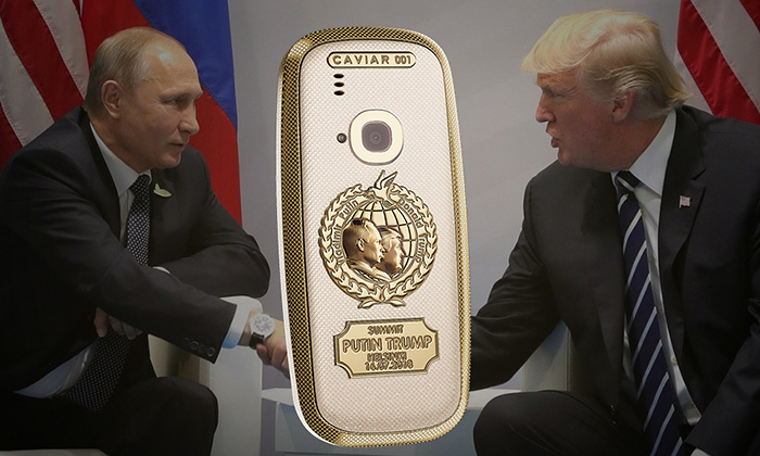 ชมมือถือ "Nokia 3310" เคลือบทองคำ 24 กะรัต พร้อมรูปหน้า 2 ประธานาธิบดีระดับโลก