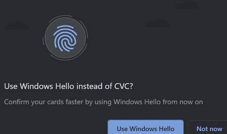Google รองรับให้ Windows Hello ใช้ยืนยันตัวตนในการชำระเงินผ่านบัตรเครดิต ไม่ต้องใส่ CVC ของบัตร 