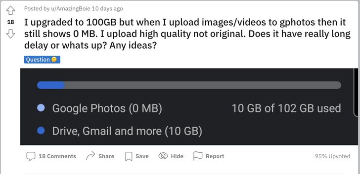 reddit.com/r/googlephotos/comments/nuxiv9/i_upgraded_to_100gb_but_when_i_upload/