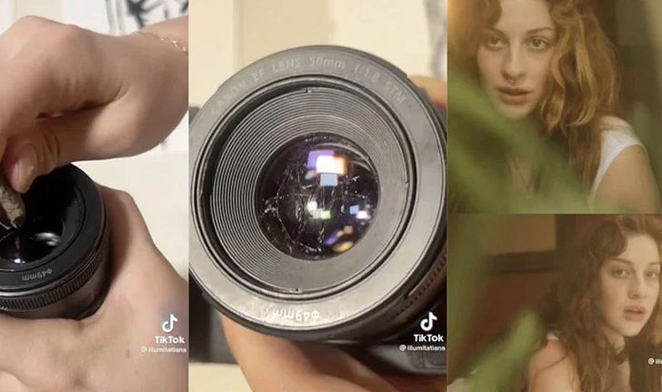 คนรักกล้องเจ็บจี๊ด! สาว TikTok เอาก้อนหินขูดหน้าเลนส์กล้อง แต่กลับให้ effect ภาพที่ไม่ธรรมดา