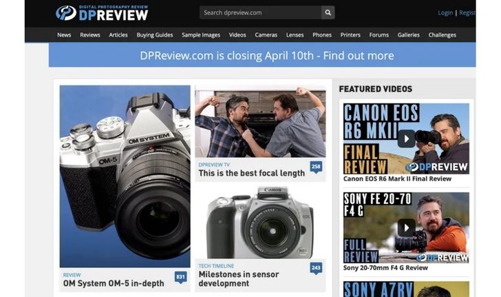 Amazon ประกาศปิดเว็บไซต์รีวิวกล้องดัง DPReview ในวันที่ 10 เมษายน นี้