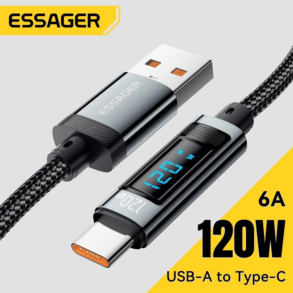 สายชาร์จ type c ยี่ห้อไหน-Essager 120W & 6A USB-C To USB-A Charger