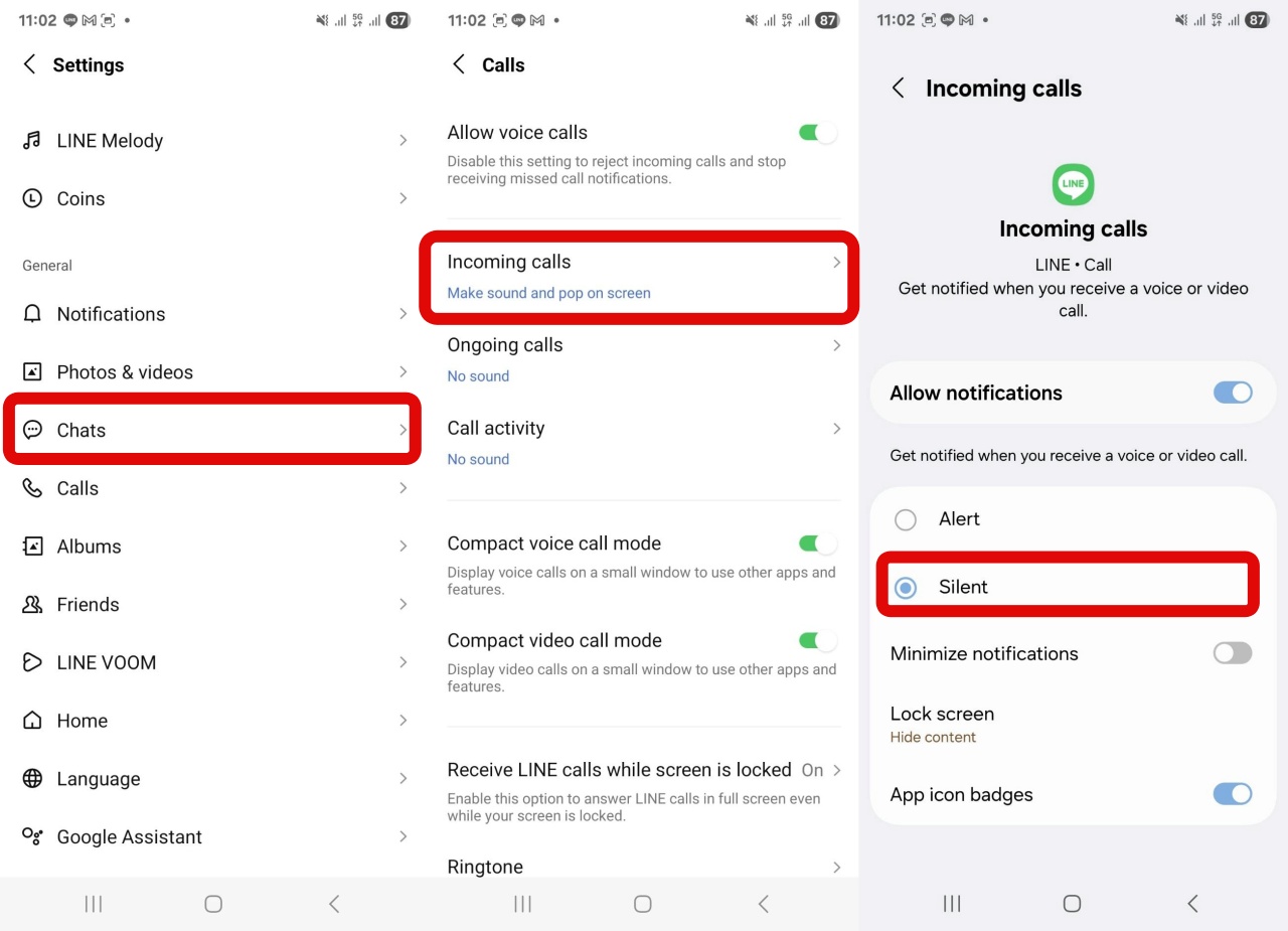 วิธีปิดเสียงเรียกเข้าเฉพาะ LINE