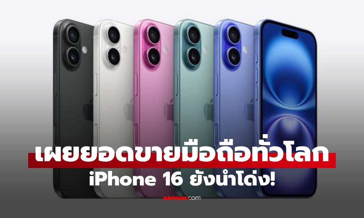 เผยยอดขายมือถือทั่วโลก 3/2025 พบ iPhone 16 ยังคงนำโด่ง