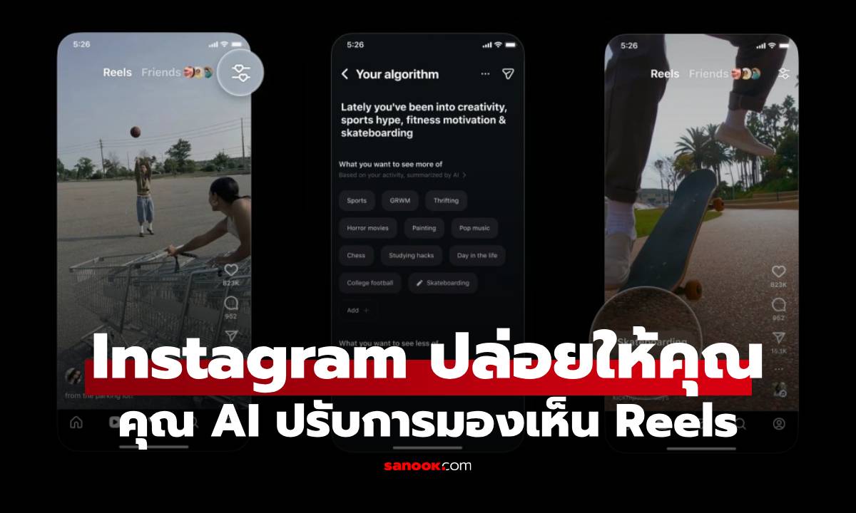 Instagram ปล่อยฟีเจอร์ใหม่ ให้เรา "คุม" Algorithm ใน Reels ได้เองแล้ว