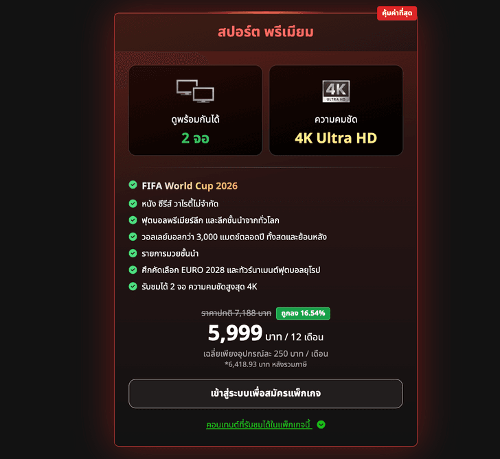 แพ็กเกจ MONOMAX ดูบอลโลก